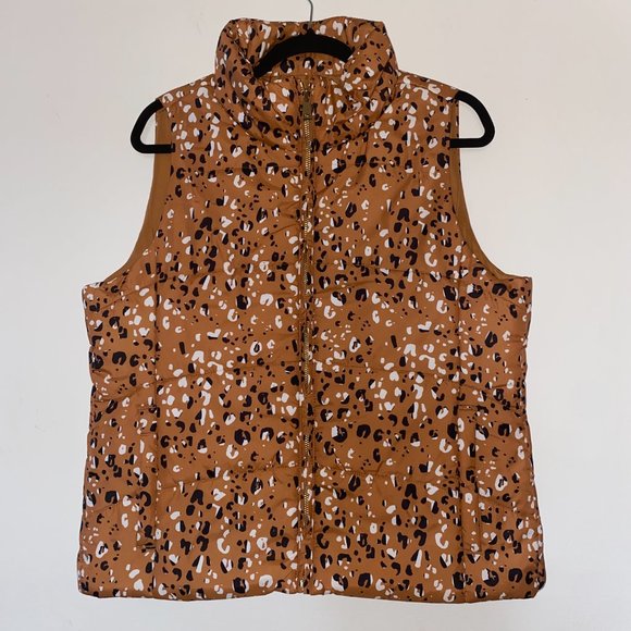 Loft Leopard Puffer Vest - Picture 1 of 8
